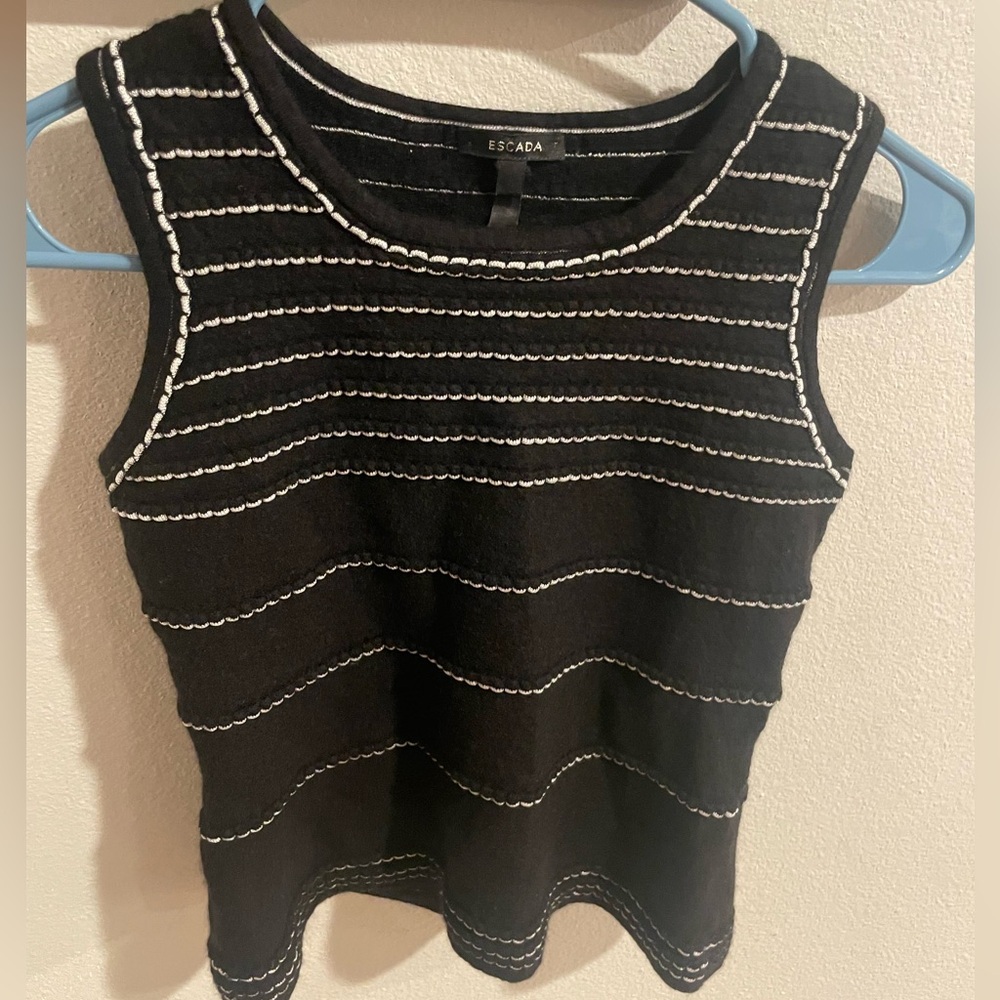Escada Black and White Women's‎ Cashmere Blend Blouse Size 42